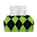 Black And Green Argyle Pattern Print Rectangle Tissue Box Cover