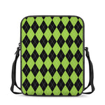 Black And Green Argyle Pattern Print Rectangular Crossbody Bag