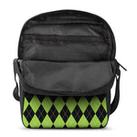 Black And Green Argyle Pattern Print Rectangular Crossbody Bag