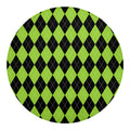 Black And Green Argyle Pattern Print Round Blanket