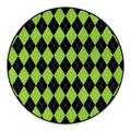 Black And Green Argyle Pattern Print Round Floor Mat