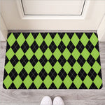 Black And Green Argyle Pattern Print Rubber Doormat