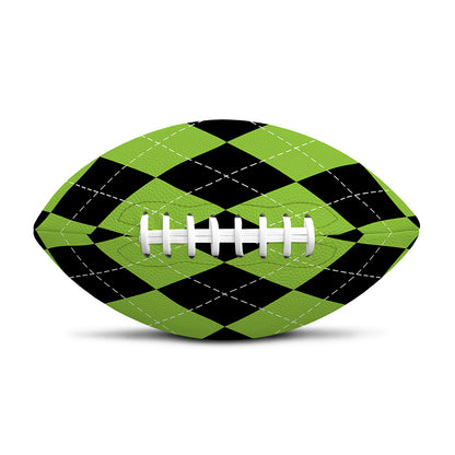 Black And Green Argyle Pattern Print Rugby Ball