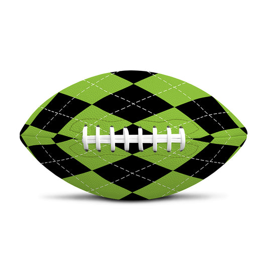 Black And Green Argyle Pattern Print Rugby Ball