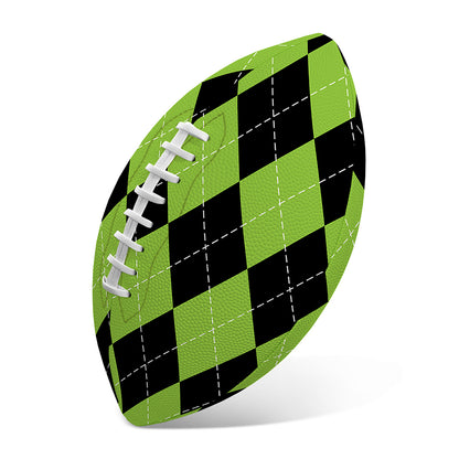 Black And Green Argyle Pattern Print Rugby Ball