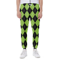 Black And Green Argyle Pattern Print Joggers