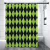 Black And Green Argyle Pattern Print Shower Curtain