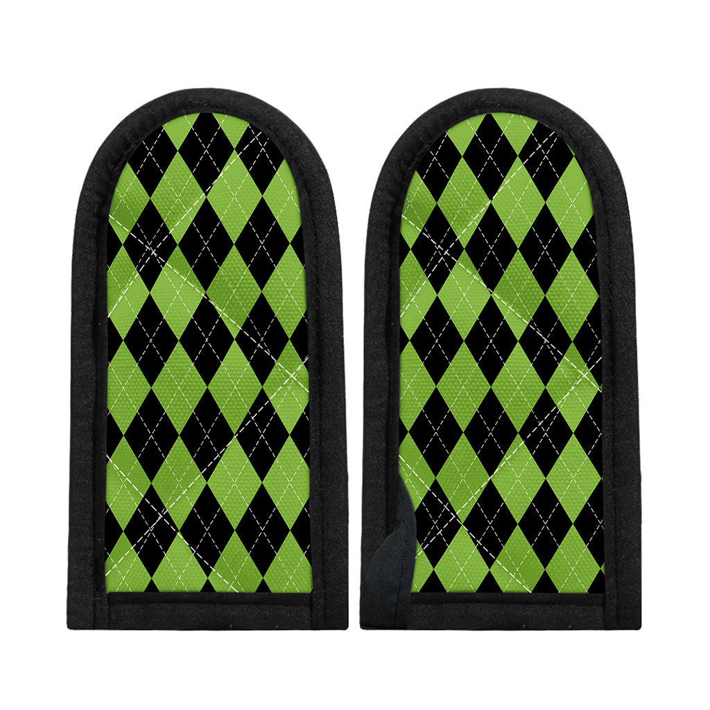Black And Green Argyle Pattern Print Skillet Handle Cover