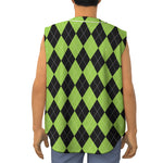Black And Green Argyle Pattern Print Sleeveless Baseball Jersey