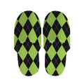 Black And Green Argyle Pattern Print Slippers
