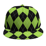 Black And Green Argyle Pattern Print Snapback Cap