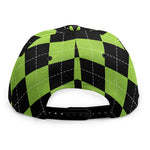 Black And Green Argyle Pattern Print Snapback Cap