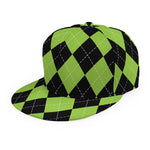Black And Green Argyle Pattern Print Snapback Cap