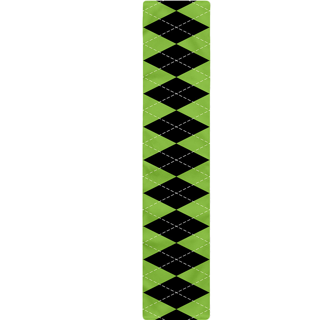 Black And Green Argyle Pattern Print Table Runner