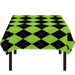 Black And Green Argyle Pattern Print Tablecloth