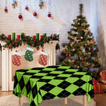 Black And Green Argyle Pattern Print Tablecloth