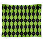 Black And Green Argyle Pattern Print Tapestry