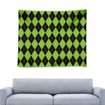 Black And Green Argyle Pattern Print Tapestry