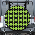 Black And Green Argyle Pattern Print Tire Cover