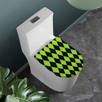 Black And Green Argyle Pattern Print Toilet Lid Cover