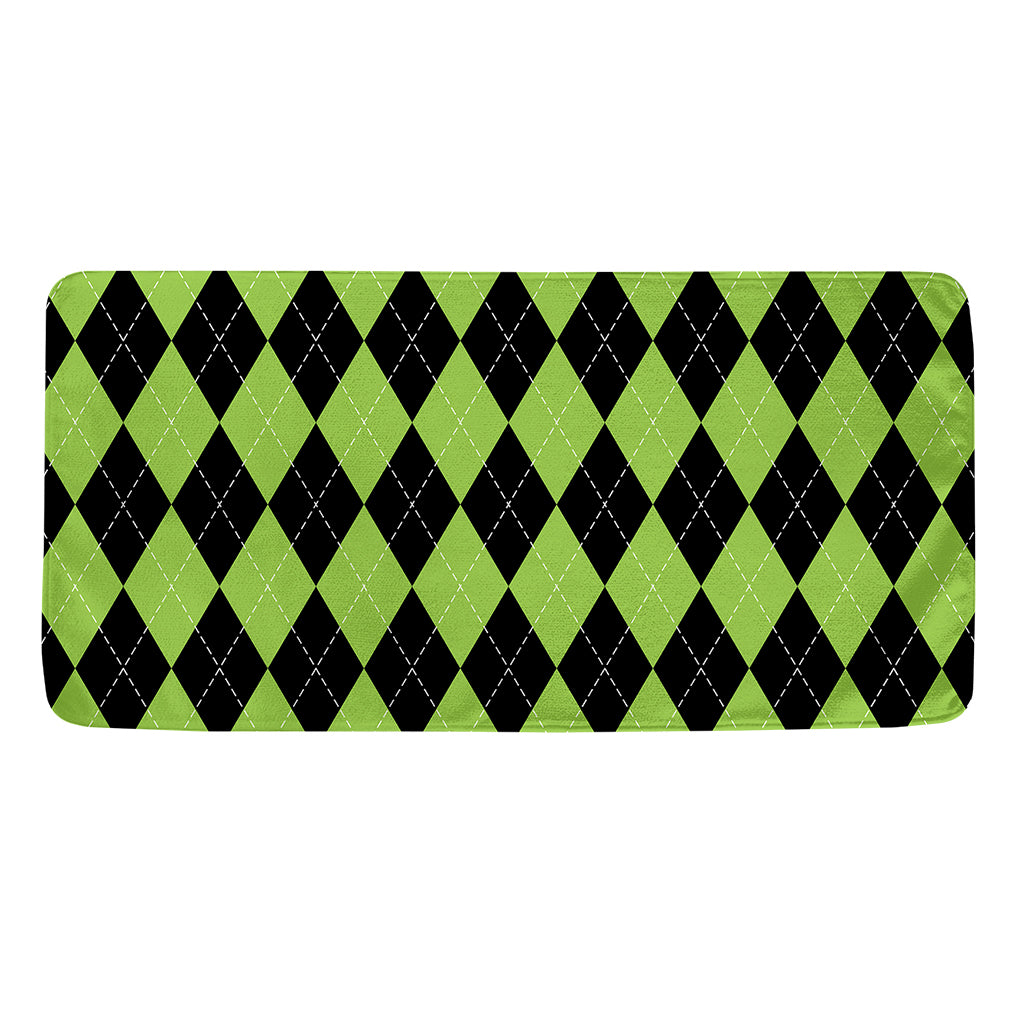 Black And Green Argyle Pattern Print Towel