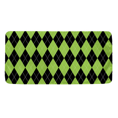 Black And Green Argyle Pattern Print Towel