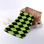 Black And Green Argyle Pattern Print Towel
