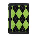 Black And Green Argyle Pattern Print Trifold Wallet