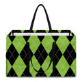 Black And Green Argyle Pattern Print Utility Tote Bag