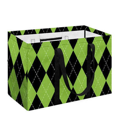 Black And Green Argyle Pattern Print Utility Tote Bag