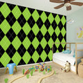 Black And Green Argyle Pattern Print Wall Sticker