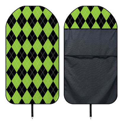 Black And Green Argyle Pattern Print Waterproof Car Seat Cover