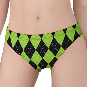 Black And Green Argyle Pattern Print Women's Panties