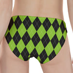 Black And Green Argyle Pattern Print Women's Panties