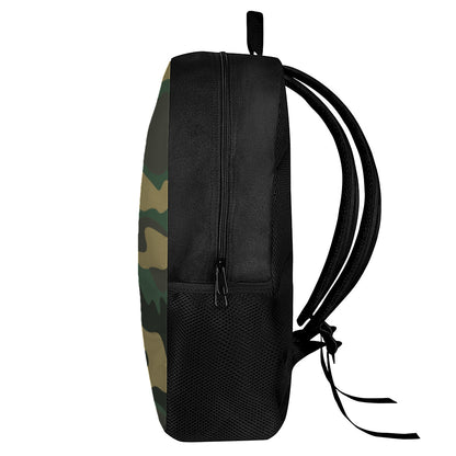 Black And Green Camouflage Print 17 Inch Backpack