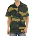 Black And Green Camouflage Print Aloha Shirt