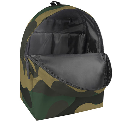 Black And Green Camouflage Print Backpack