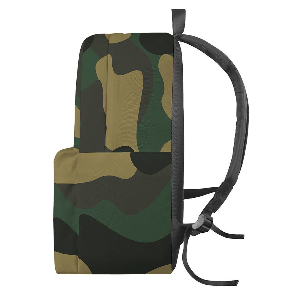 Black And Green Camouflage Print Backpack