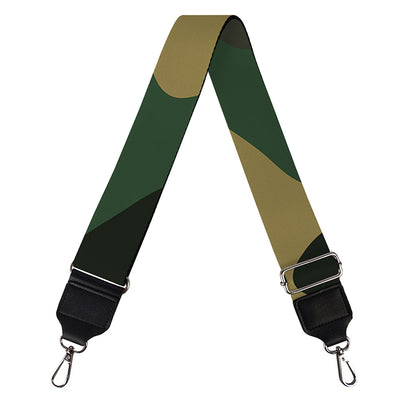 Black And Green Camouflage Print Bag Strap