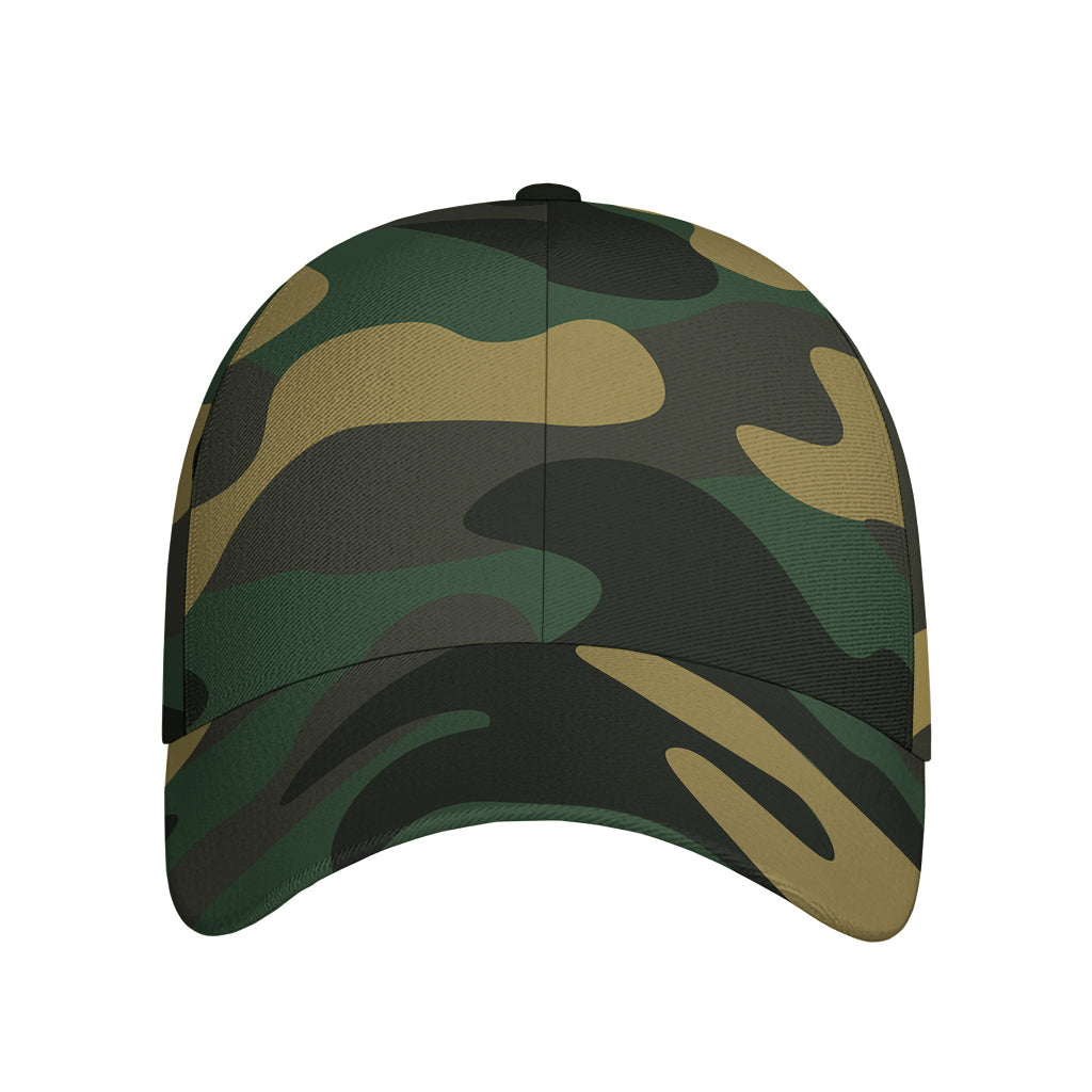 Black And Green Camouflage Print Baseball Cap