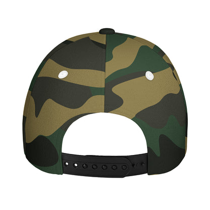 Black And Green Camouflage Print Baseball Cap