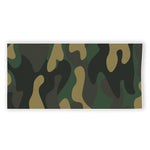 Black And Green Camouflage Print Beach Towel