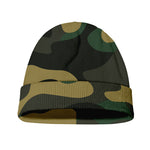 Black And Green Camouflage Print Beanie