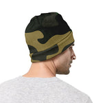 Black And Green Camouflage Print Beanie