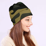 Black And Green Camouflage Print Beanie