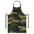 Black And Green Camouflage Print Bib Apron With Pocket
