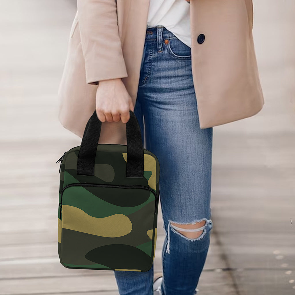 Black And Green Camouflage Print Bible Tote Bag