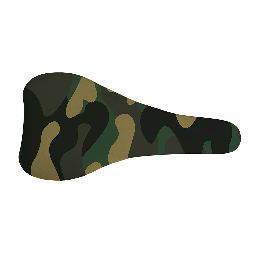 Black And Green Camouflage Print Bicycle Seat Cover