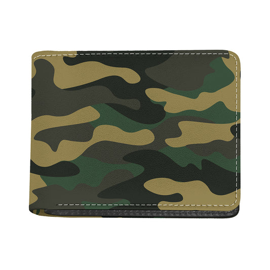Black And Green Camouflage Print Bifold Wallet
