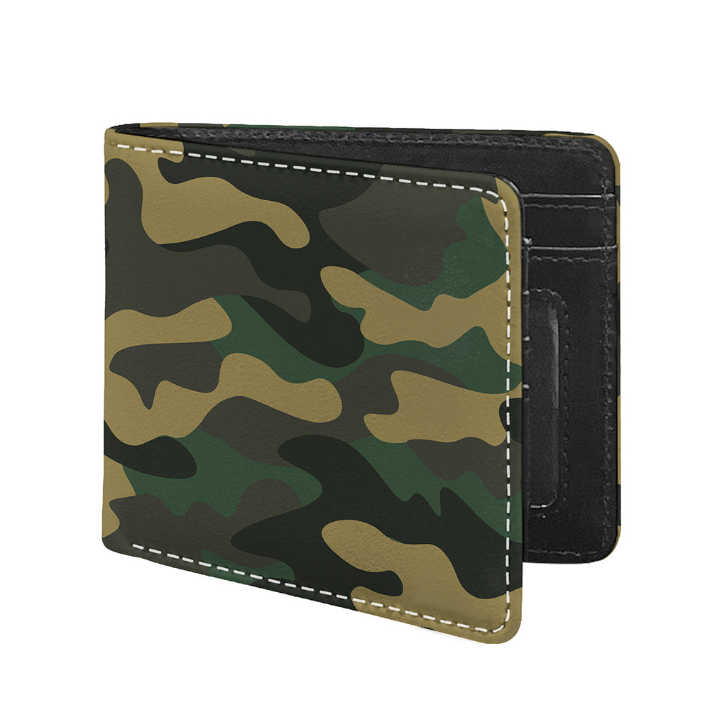 Black And Green Camouflage Print Bifold Wallet